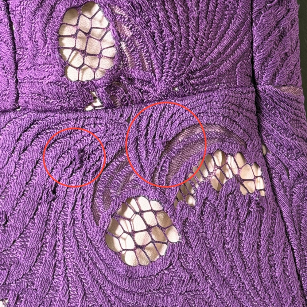 Moulinette Soeurs Anthropologie Purple Lace Midi Dress Scalloped V-Neck Size 2 - Picture 9 of 15